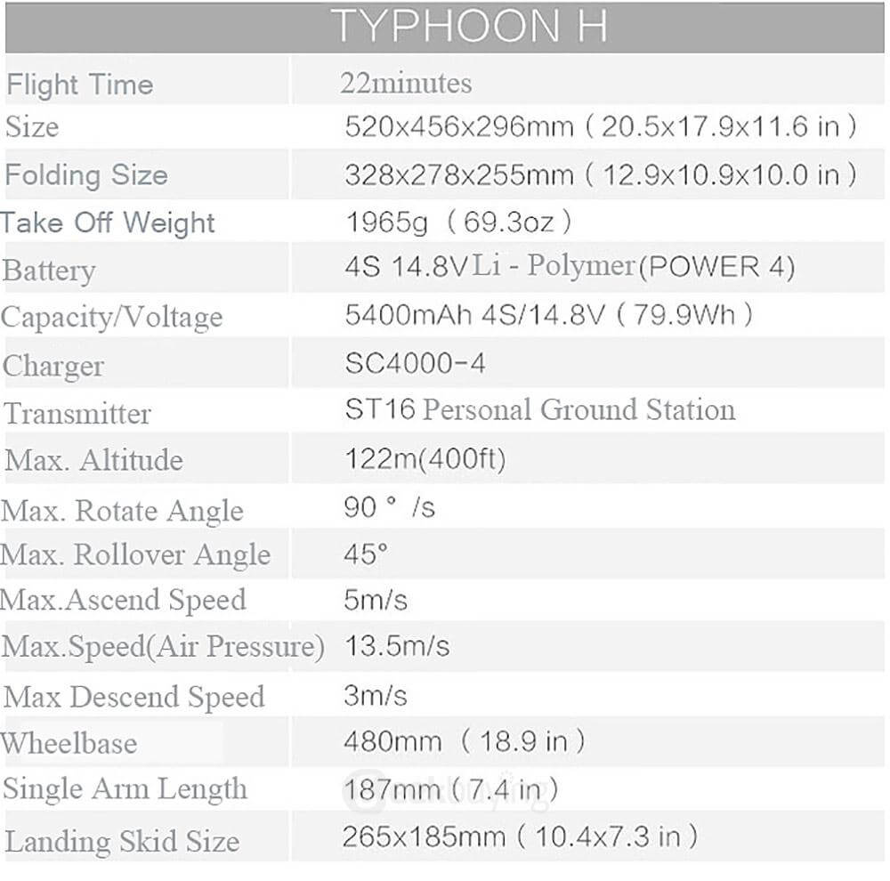 Yuneec Typhoon H FPV 12MP Camera 3Axis Gimbal 7Inches Display Smart RC Quadcopter