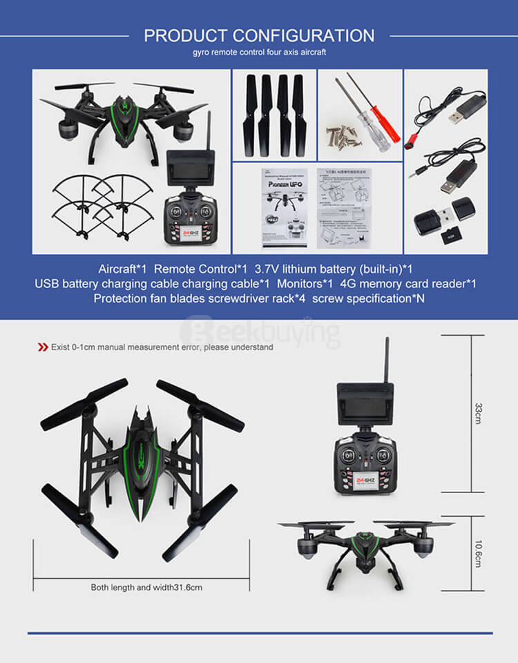 JXD 510G X-Predators FPV 5.8Ghz 2MP Camera Altitude Hold CF Mode 3D Flip 4CH 6-Axis RC Quadcopter