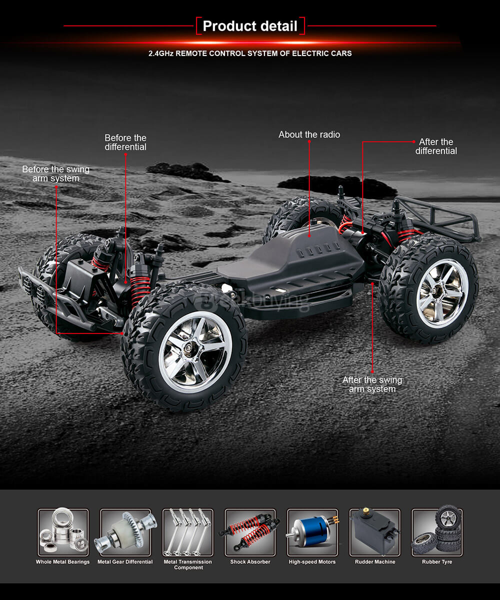 SUBOTECH BG1513B 1:12 Full Scale 2.4GHz 4WD High Speed RC Car - Black