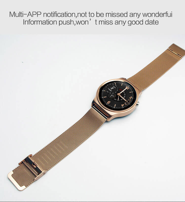 GW01 Heart Rate Monitoring Smart Watch MTK2502 with Siri / UV & Body Temperature Monitoring/ Fitness Tracker/ Bidirectional Anti-lost (Metal Strap) - Gold