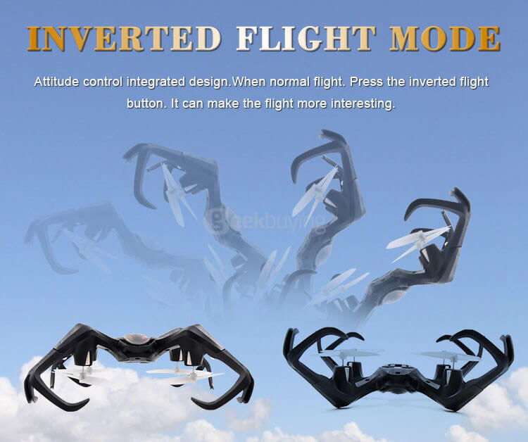 MSDTOYS S6 3D MINI Spider Inverted Flight 2.4G 4CH 6-Axis LED RC Quadcopter RTF - Gray