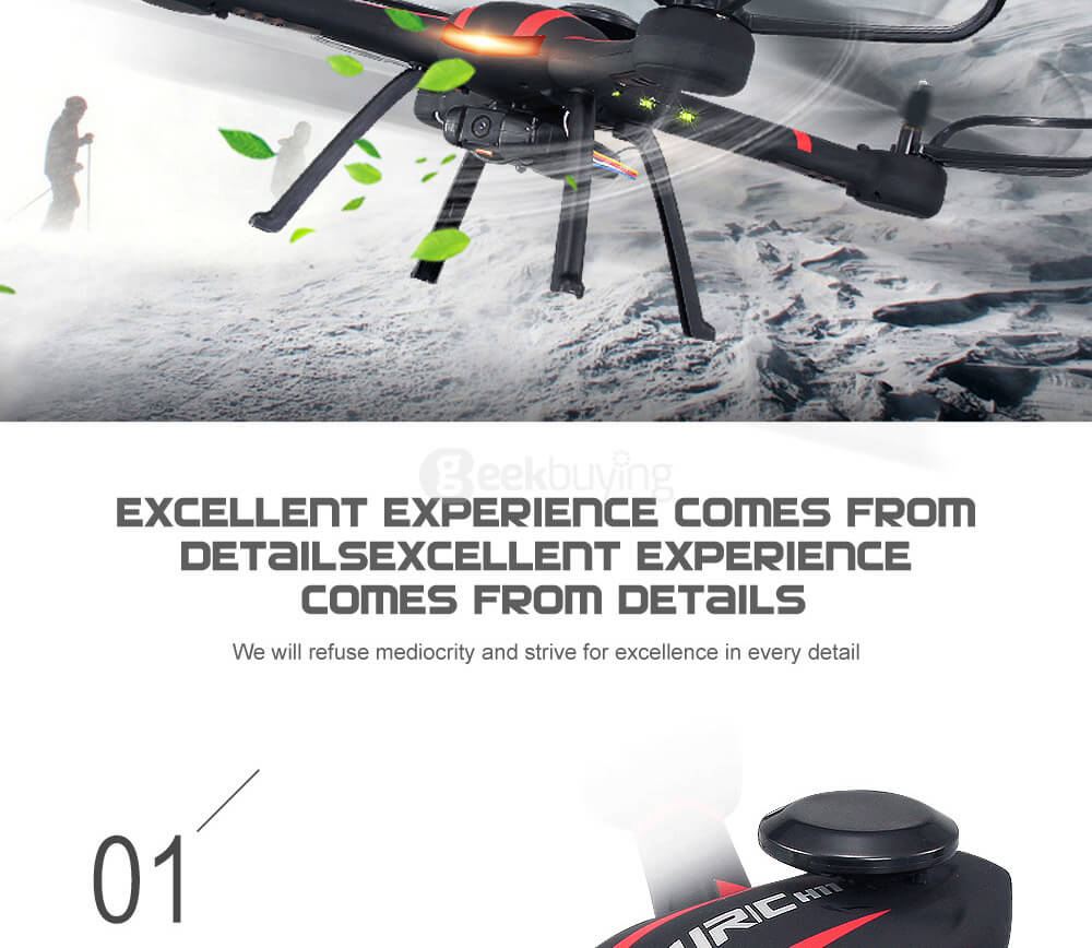 JJRC H11WH WIFI FPV 2MP HD Camera Altitude Hold Mode 3D Roll LED RC Quadcopter - Black