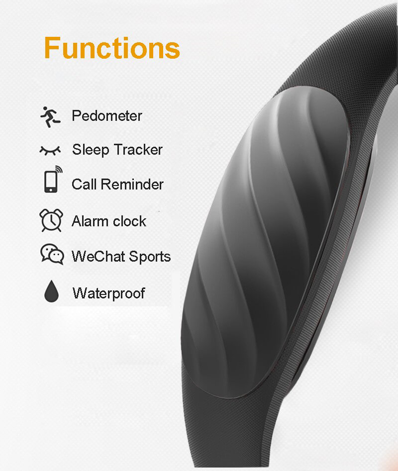 Meizu bong 2P Smart Bracelet with 40 Days Long Standby/ Pedometer/ Sports Sleep Tracker/ Call Reminder for Android iOS - Black