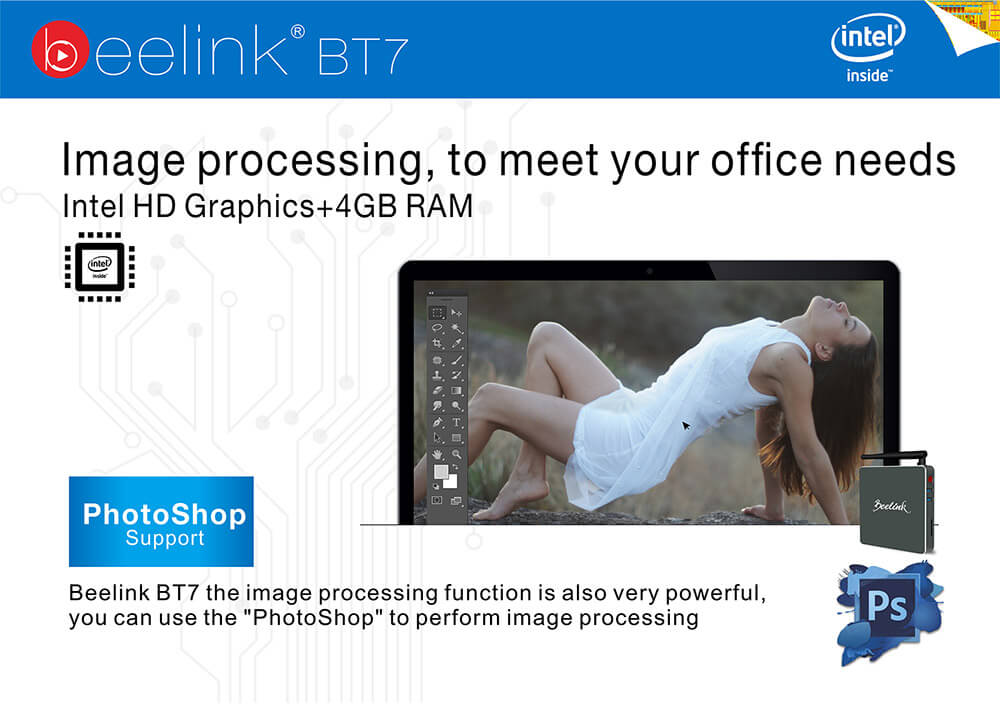 Beelink BT7 Intel Cherry Trail Z8700 4G/64G Barebone Mini PC 2.4G/5.8G WIFI 1000M LAN Bluetooth4.0 HDMI