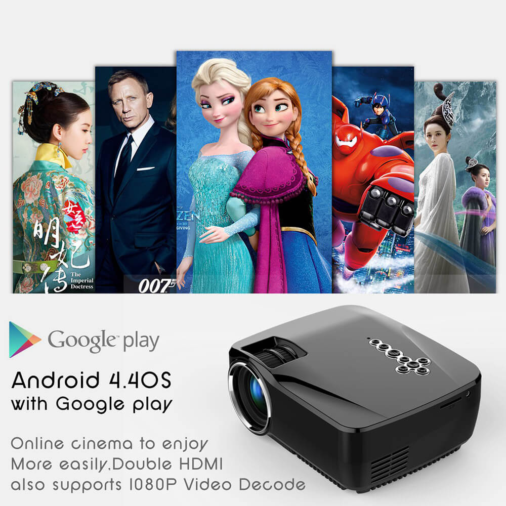 GP70UP Android 4.4 2.4G/5G WIFI Bluetooth 4.0 1200LM Projector Miracast DLNA Support Home Theater