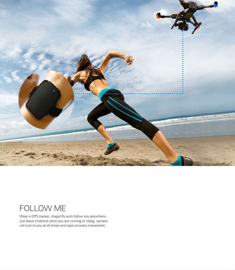 SimToo Dragonfly Drone Pro Follow Me GPS RC Quadcopter with 4K 16MP Camera and Smart Watch