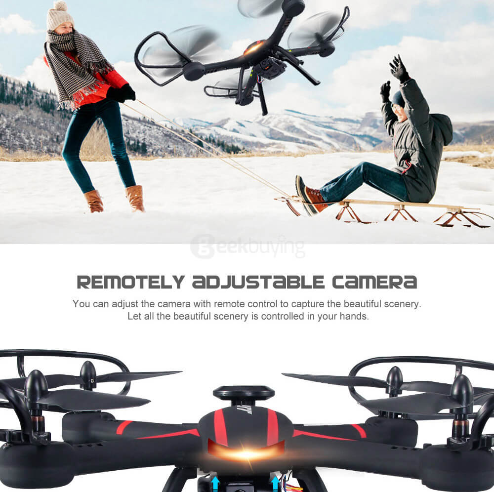 JJRC H11WH WIFI FPV 2MP HD Camera Altitude Hold Mode 3D Roll LED RC Quadcopter - Black