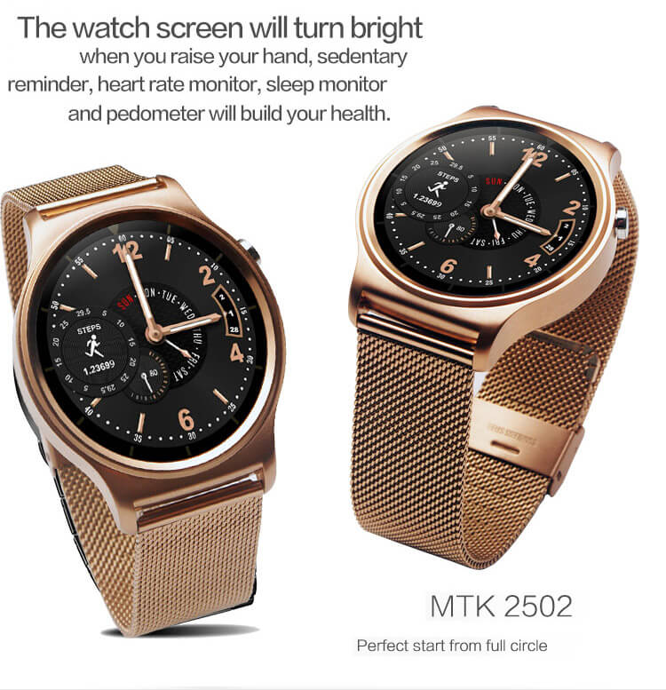 GW01 Heart Rate Monitoring Smart Watch MTK2502 with Siri / UV & Body Temperature Monitoring/ Fitness Tracker/ Bidirectional Anti-lost (Leather Strap) - Silver
