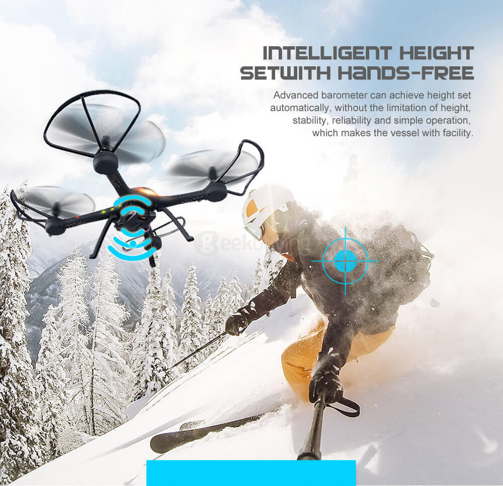 JJRC H11WH WIFI FPV 2MP HD Camera Altitude Hold Mode 3D Roll LED RC Quadcopter - Black