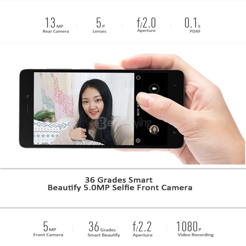 XIAOMI Redmi 3S 5.0inch HD 4G LTE MIUI 7 Smartphone Qualcomm Snapdragon 430 Octa Core 2GB 16GB 5.0MP+13.0MP Touch ID Fast Charge 4100mAh Metal Body - Dark Gray