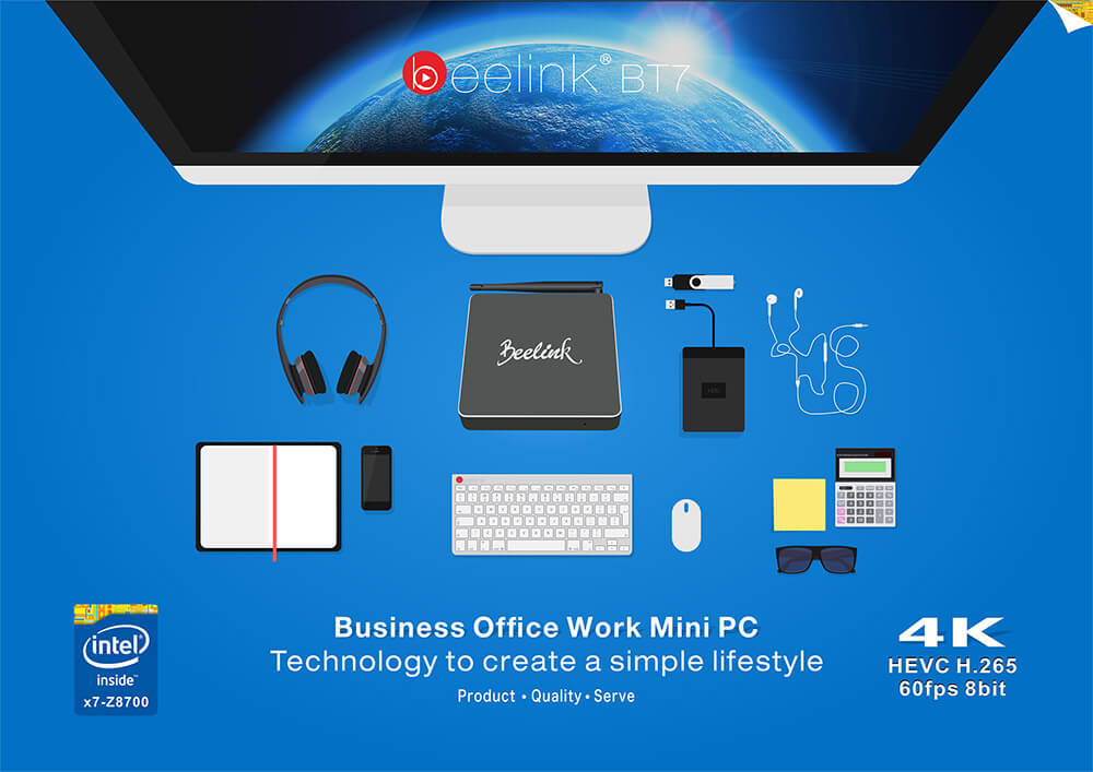 Beelink BT7 Intel Cherry Trail Z8700 4G/64G Barebone Mini PC 2.4G/5.8G WIFI 1000M LAN Bluetooth4.0 HDMI