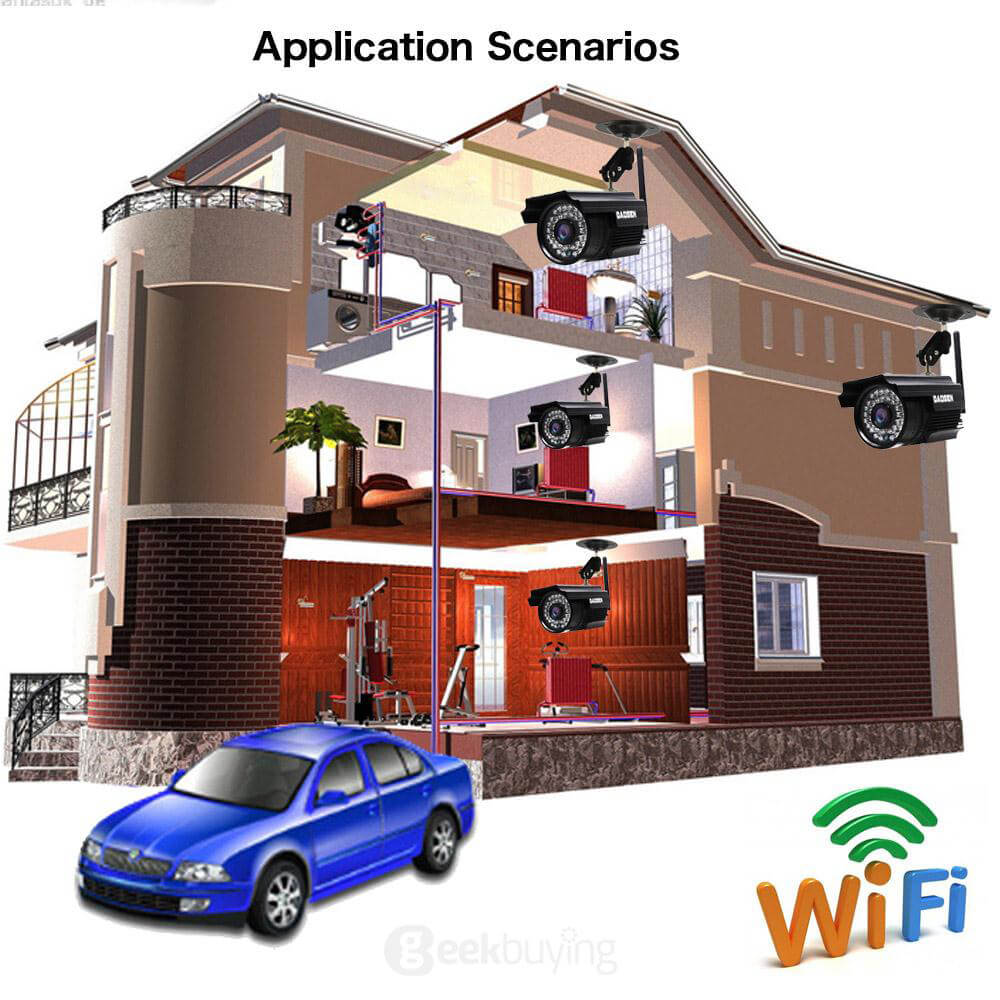 IPC-W4856 NVR WiFi Wireless IP Camera HD 720P HDMI Input 100W Resolution IP Camera Suite - Black