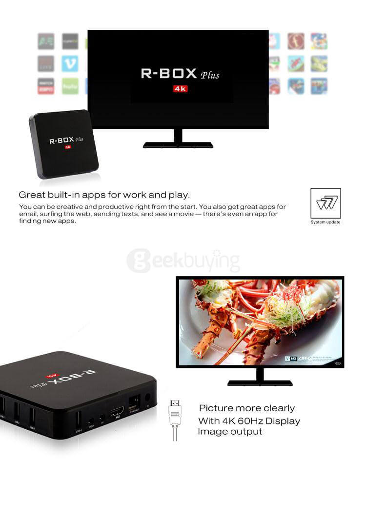 R-BOX Plus 4K Android 5.1.1 RK3229 2G/16G KODI 16.1 Preinstalled TV BOX WIFI Bluetooth4.0 HDMI Miracast DLNA