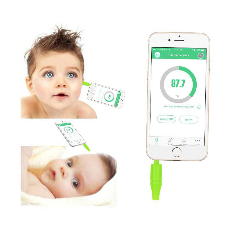Didicer Smart Digital Infrared Ear Thermometer for Baby Adults Temperature Measuring Health Care for iOS Phones - Green