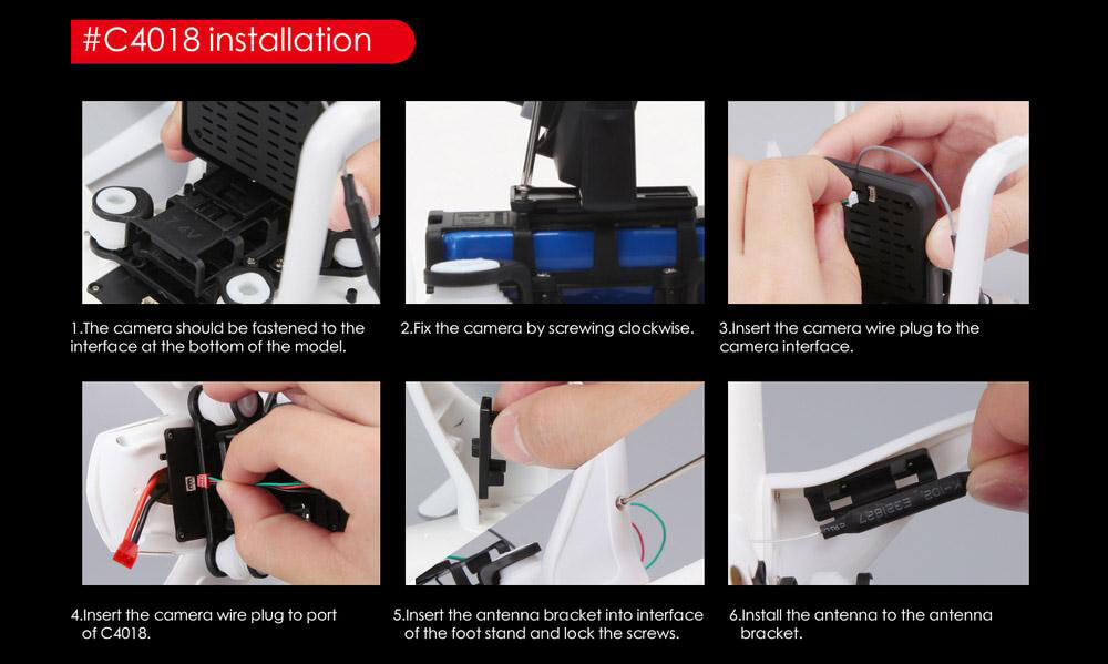 MJX C4018 Upgraded C4008 720P Real Time Aerial FPV Camera Set for MJX X600/X101/X102H