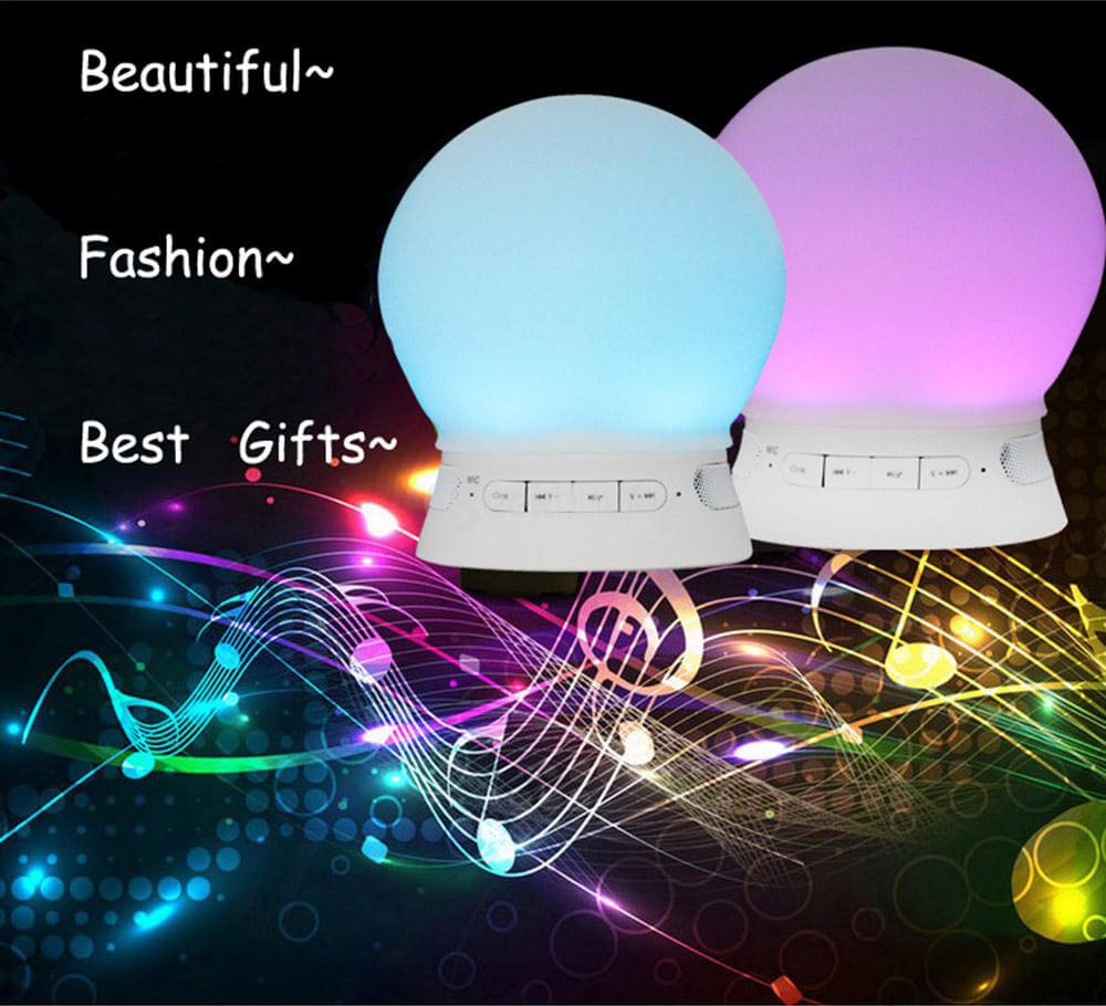 TS-D04 Wireless Bluetooth 4.0 Speaker 3W Colorful LED Light Lamp Support Hands-free Call/ App Control/ TF Card/ FM Radio/ Music Player - White