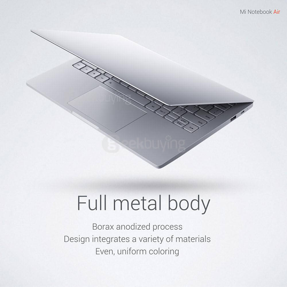 Xiaomi Mi Notebook Air 13.3 inch Laptop Intel Core i5-6200U Dual Core 2.7GHz Windows 10 Home 8GB RAM 256GB SATA SSD FHD 1920*1080 Bluetooth 4.1 WiFi Backlight Keyboard - Silver