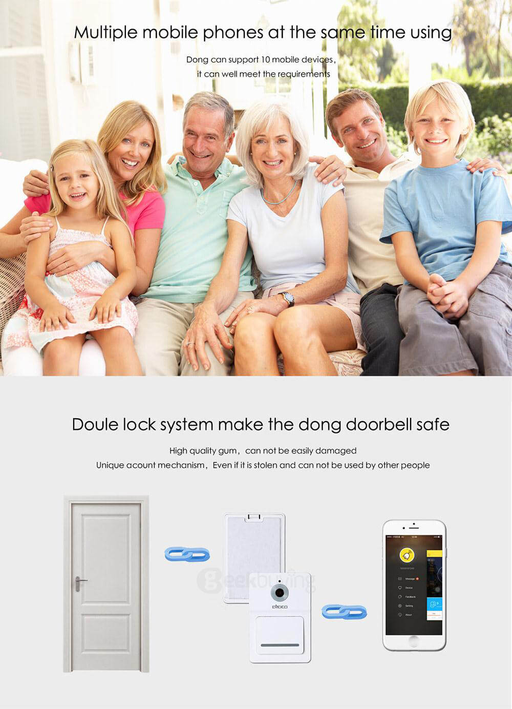 H9 WiFi Doorbell High Qualified Images Intelligent Linkage Smart Doorbell - White