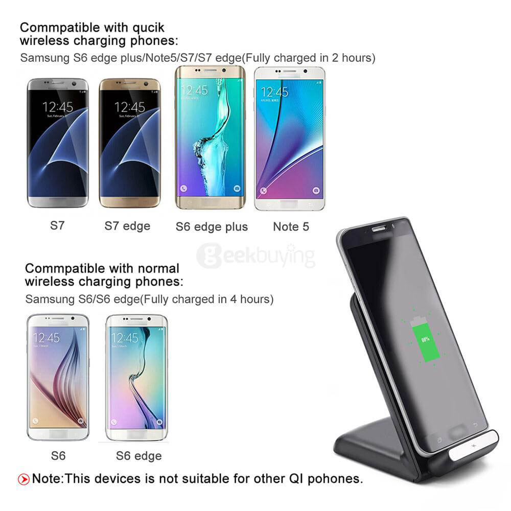 Itian A18-10W QI QC2.0 Wireless Quick Charger Holder for Samsung S6 Edge Plus / Note 5 / Note 7 / S7 / S7 Edge Phones & Qi-compatible Devices - Black