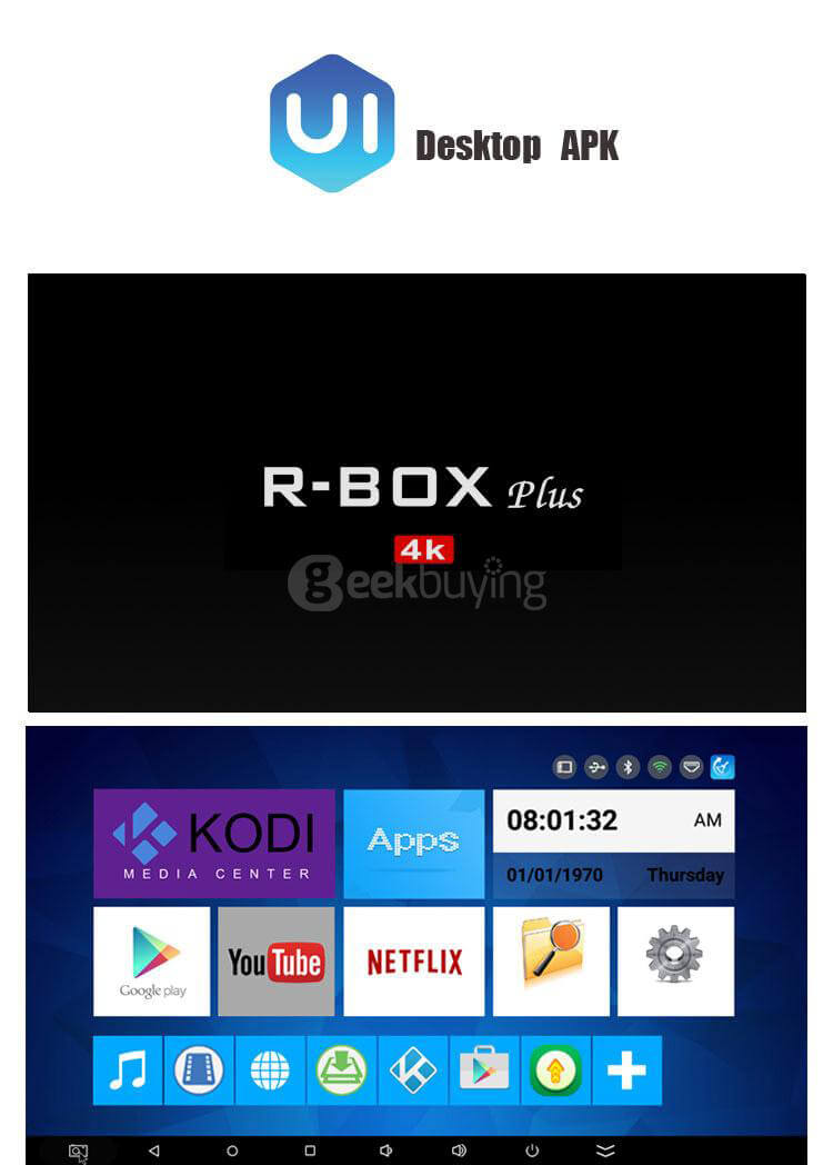 R-BOX Plus 4K Android 5.1.1 RK3229 2G/16G KODI 16.1 Preinstalled TV BOX WIFI Bluetooth4.0 HDMI Miracast DLNA