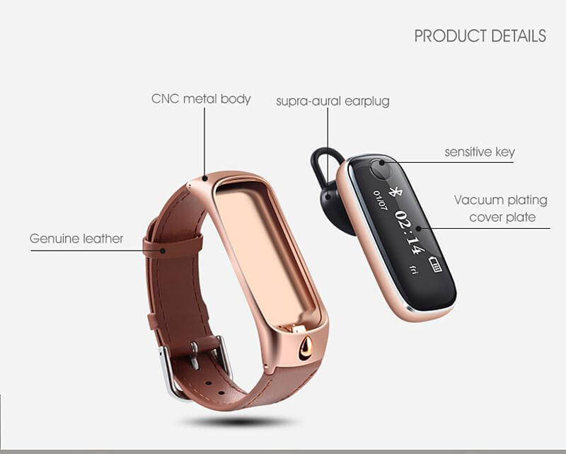 M6 Smart Bracelet Bluetooth 4.0 Headset Combo with Pedometer / Sleep Tracker / Dialer / Hand-free Calls / Anti-lost For Android iOS - Gold
