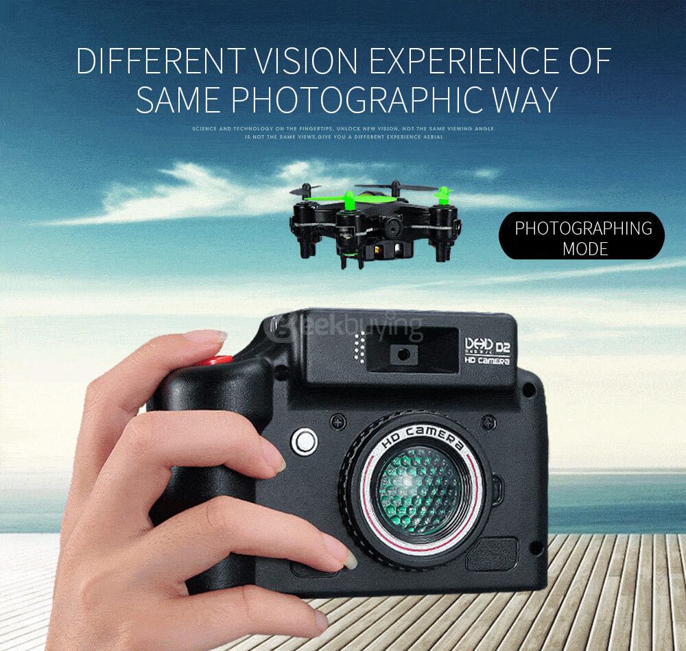 DHD D2 MINI With 2.0MP HD Camera Headless Mode 3D Roll RC Quadcopter RTF - Black