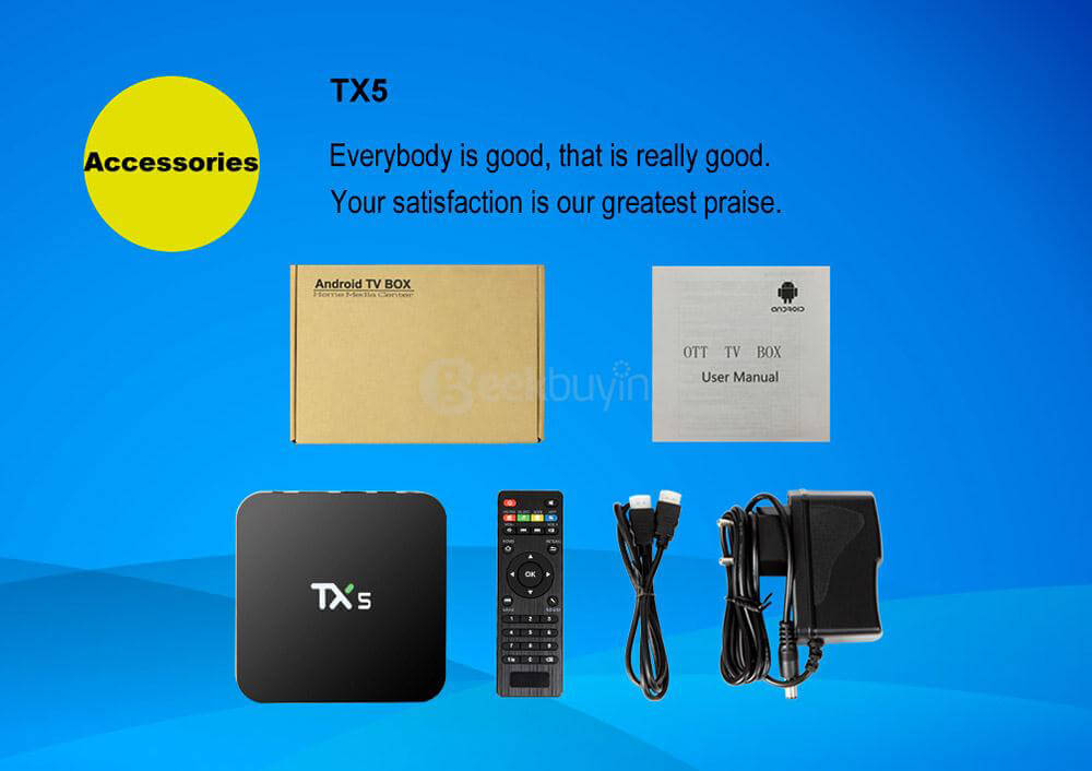 Tanix TX5 Android 6.0 Marshmallow TV BOX Amlogic S905X 4K KODI 2G/8G 802.11 b/g/n LAN Media Player