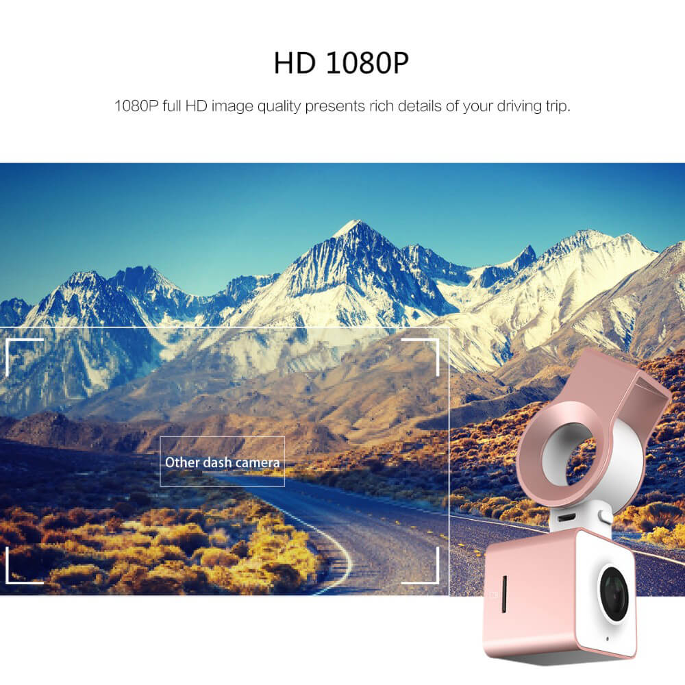 ROCK AutoBot Eye Novatek 96655 1080P FHD 150 Degree Car Recorder Sony Sensor Buit-in Wifi Car Camera + Dual Interfaces Car Chager - Rose Gold