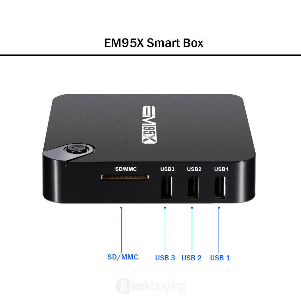 Bundle EM95X Amlogic S905X Android 6.0 Marshmallow TV BOX 1G/8G WIFI Bluetooth KODI LED Display + Rii i8+ Hebrew Israel Air Mouse Black