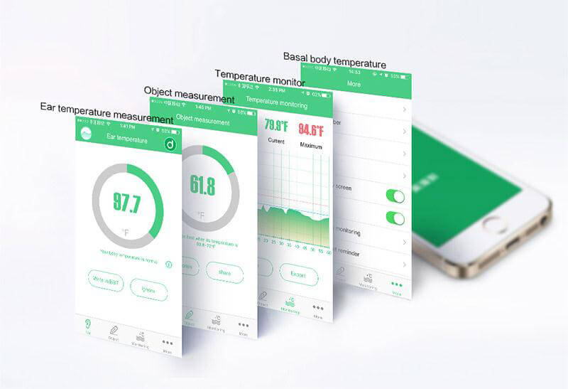 Didicer Smart Digital Infrared Ear Thermometer for Baby Adults Temperature Measuring Health Care for iOS Phones - Green