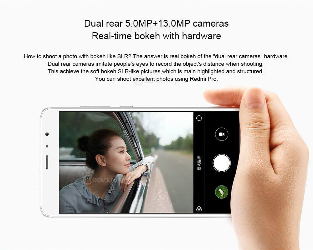 Xiaomi Redmi Pro 5.5inch OLED FHD Screen 4G VoLTE Android 6.0 Smartphone Helio X20 Deca Core 2.1GHz 3GB 32GB TOUCH ID Brushed Metal Body Type-C 4050 mAh - Silver