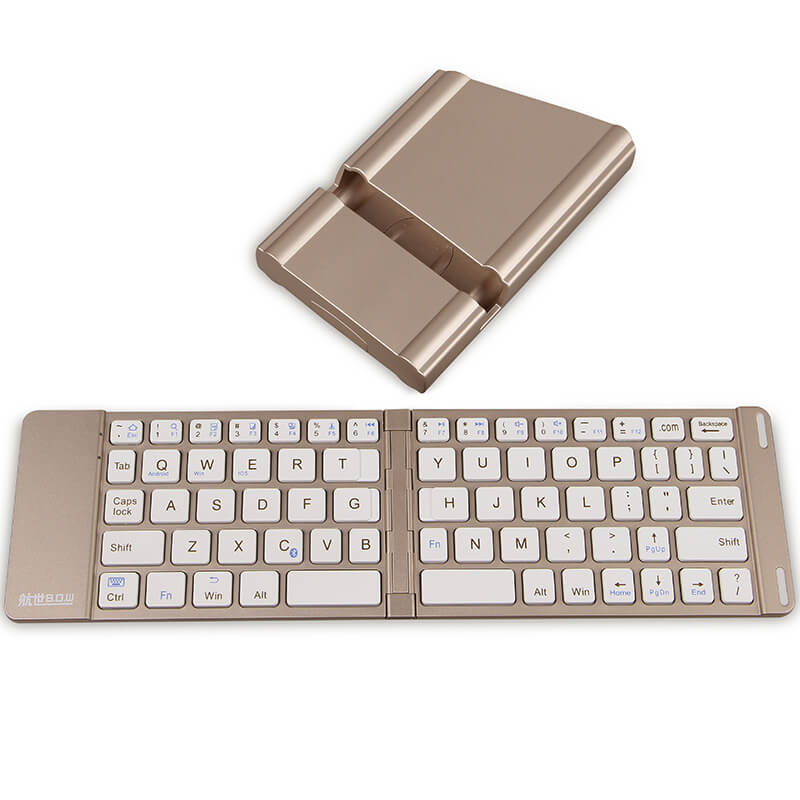 B.O.W Aluminum Foldable Bluetooth Wireless Keyboard for iOS Android Windows Device - Golden