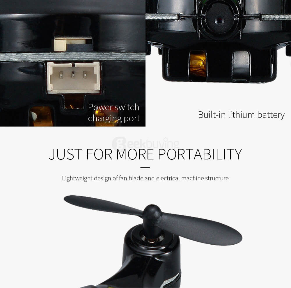 DHD D2 MINI With 2.0MP HD Camera Headless Mode 3D Roll RC Quadcopter RTF - Black