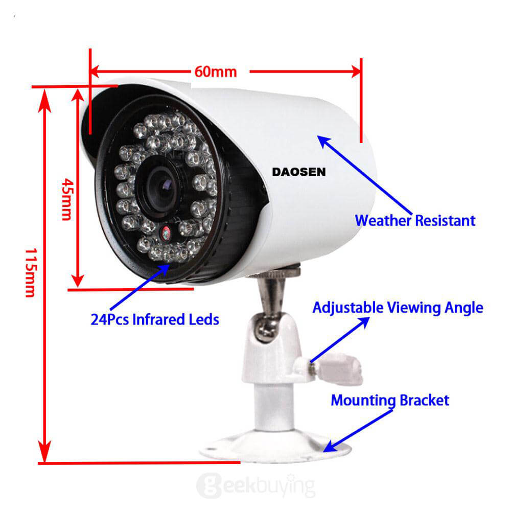 A4M100WC1D0 4CH 720P AHD HD Security Camera System with 4 Indoor/ Outdoor Night Vision Security Cameras