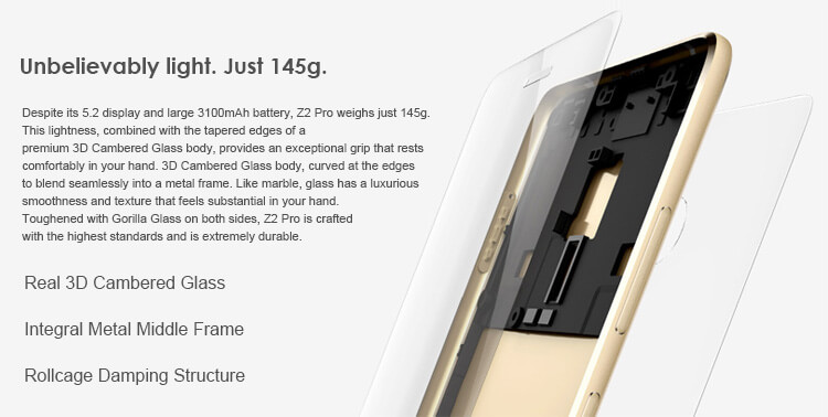Lenovo ZUK Z2 Pro 5.2inch FHD Android 6.0 OS 4G LTE Qualcomm Snapdragon 820 Smartphone Quad Core 6GB 128GB 13.0MP 8.0MP Touch-ID Type-C Heart-rate Sensor - White