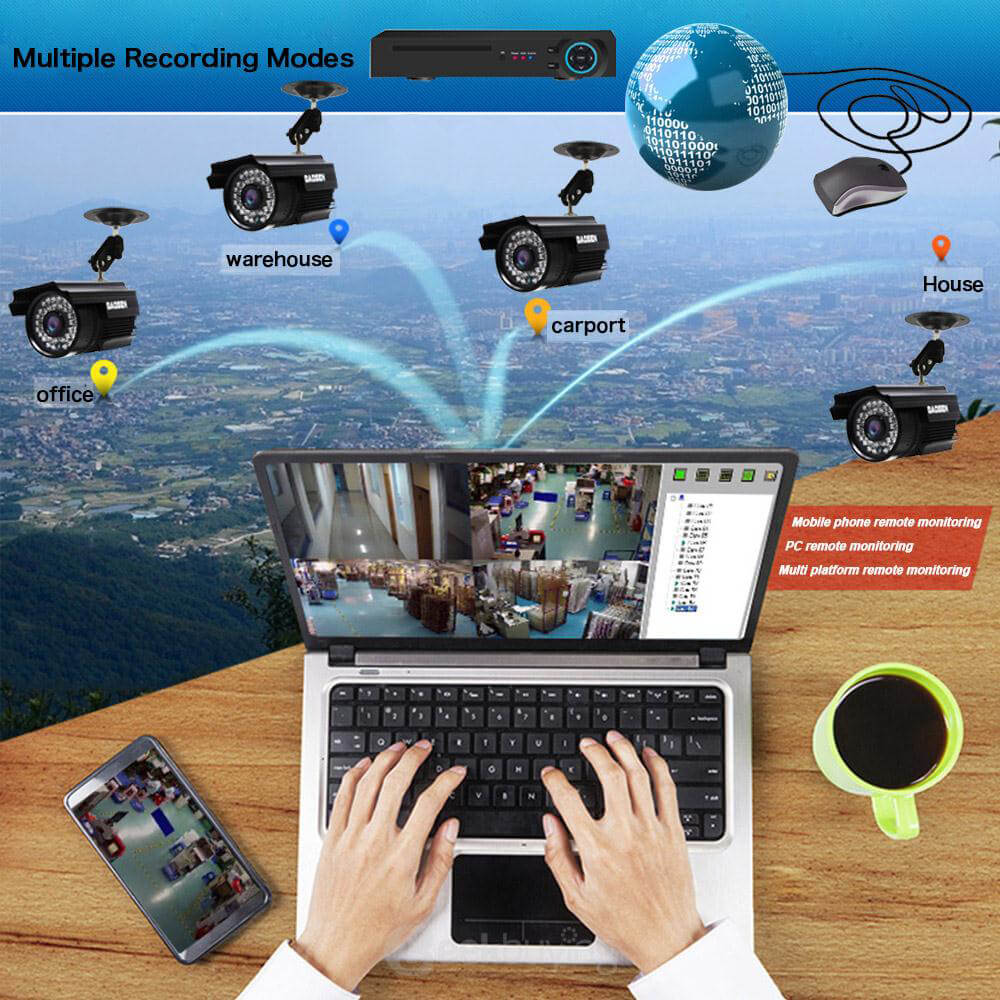 A4M100WC1D0 4CH 720P AHD HD Security Camera System with 4 Indoor/ Outdoor Night Vision Security Cameras