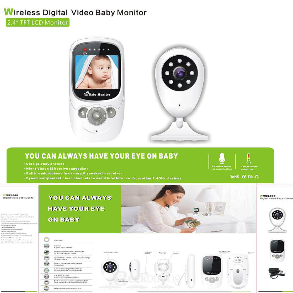 J01 2.4Ghz Wireless Digital Video Baby Care Monitor Night Vision 2