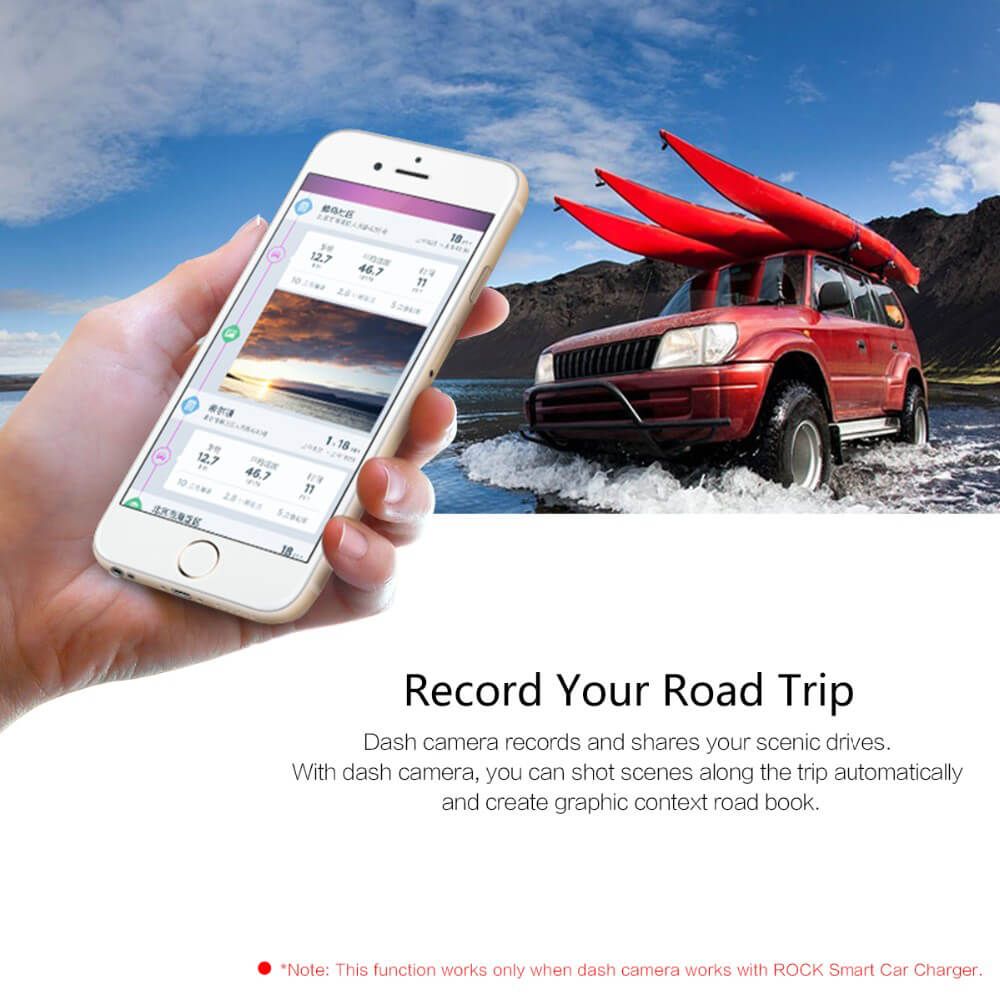 ROCK AutoBot Eye Novatek 96655 1080P FHD 150 Degree Car Recorder Sony Sensor Buit-in Wifi Car Camera + Dual Interfaces Car Chager - Rose Gold