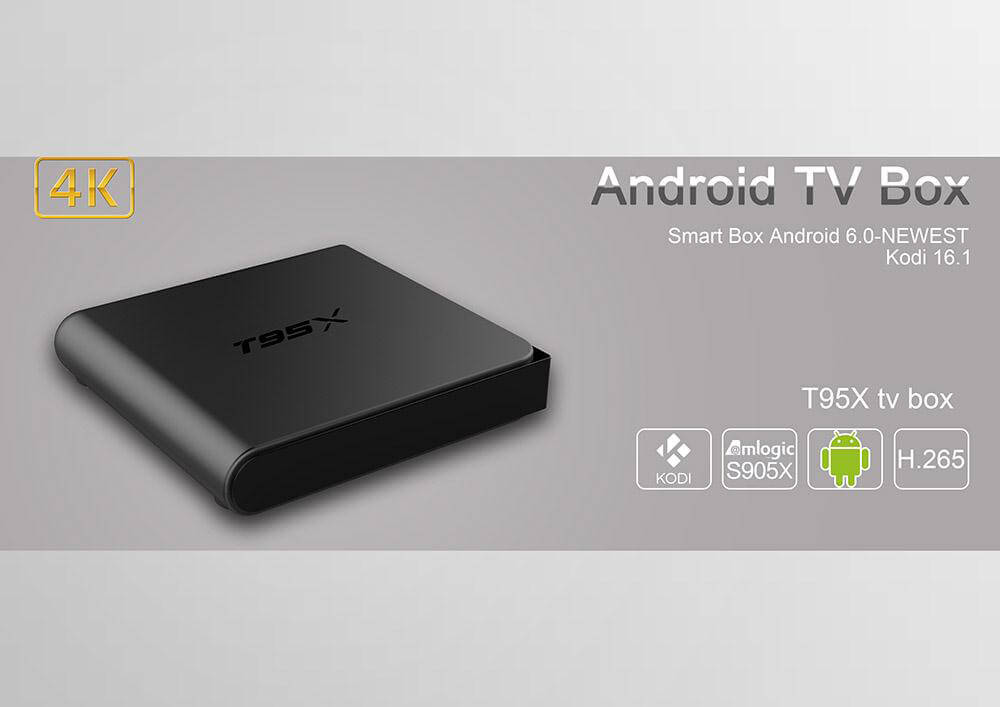 T95X Amlogic S905X 4K KODI 16.1 Preinstaled Android 6.0 TV BOX 1G/8G 802.11b/g/n LAN