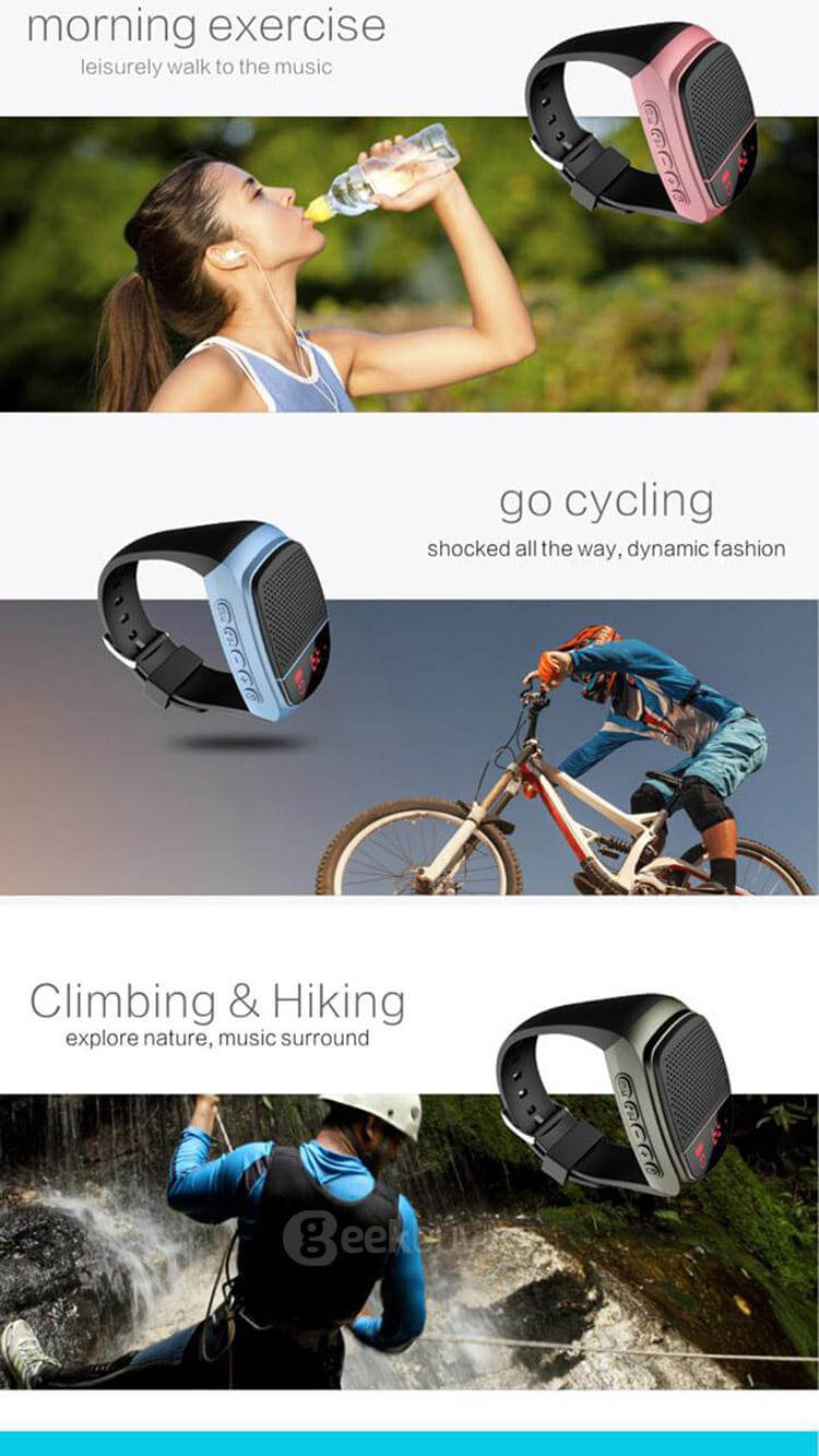 B90 Wireless Bluetooth Speaker Smartwatch with LED Display / Hands-free Call / TF Card Support / FM Radio / Remote Selfie - Blue