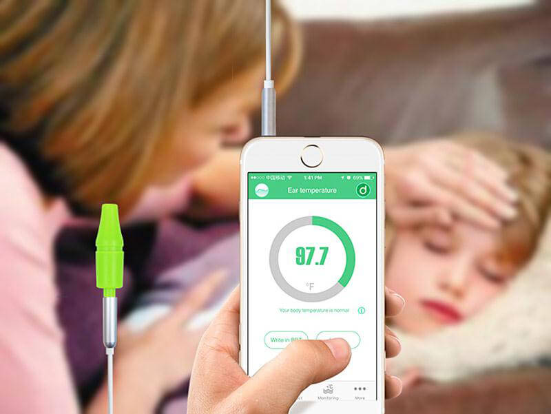 Didicer Smart Digital Infrared Ear Thermometer for Baby Adults Temperature Measuring Health Care for iOS Phones - White