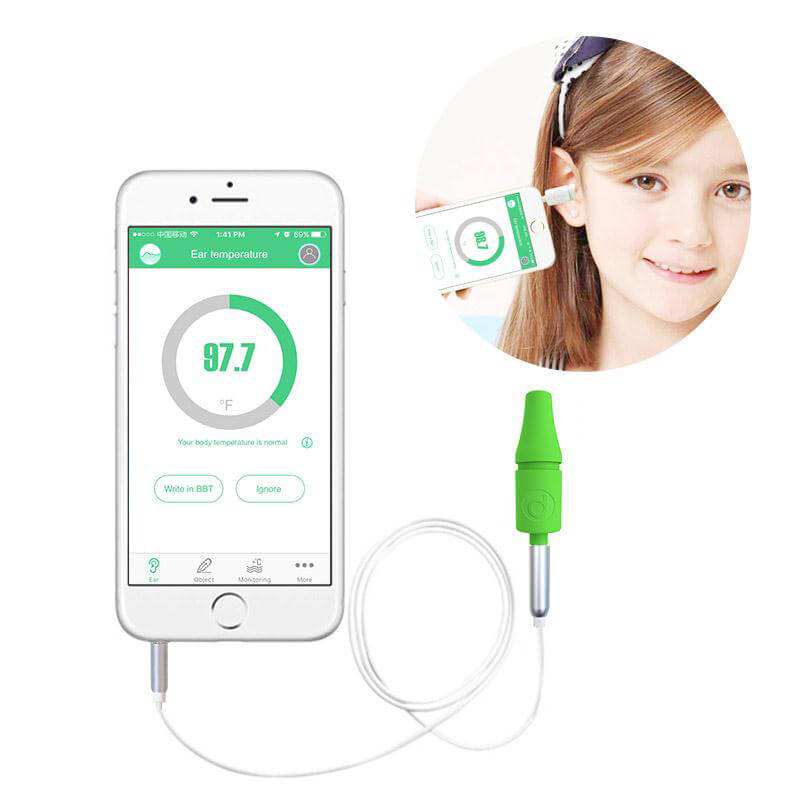 Didicer Smart Digital Infrared Ear Thermometer for Baby Adults Temperature Measuring Health Care for iOS Phones - Green