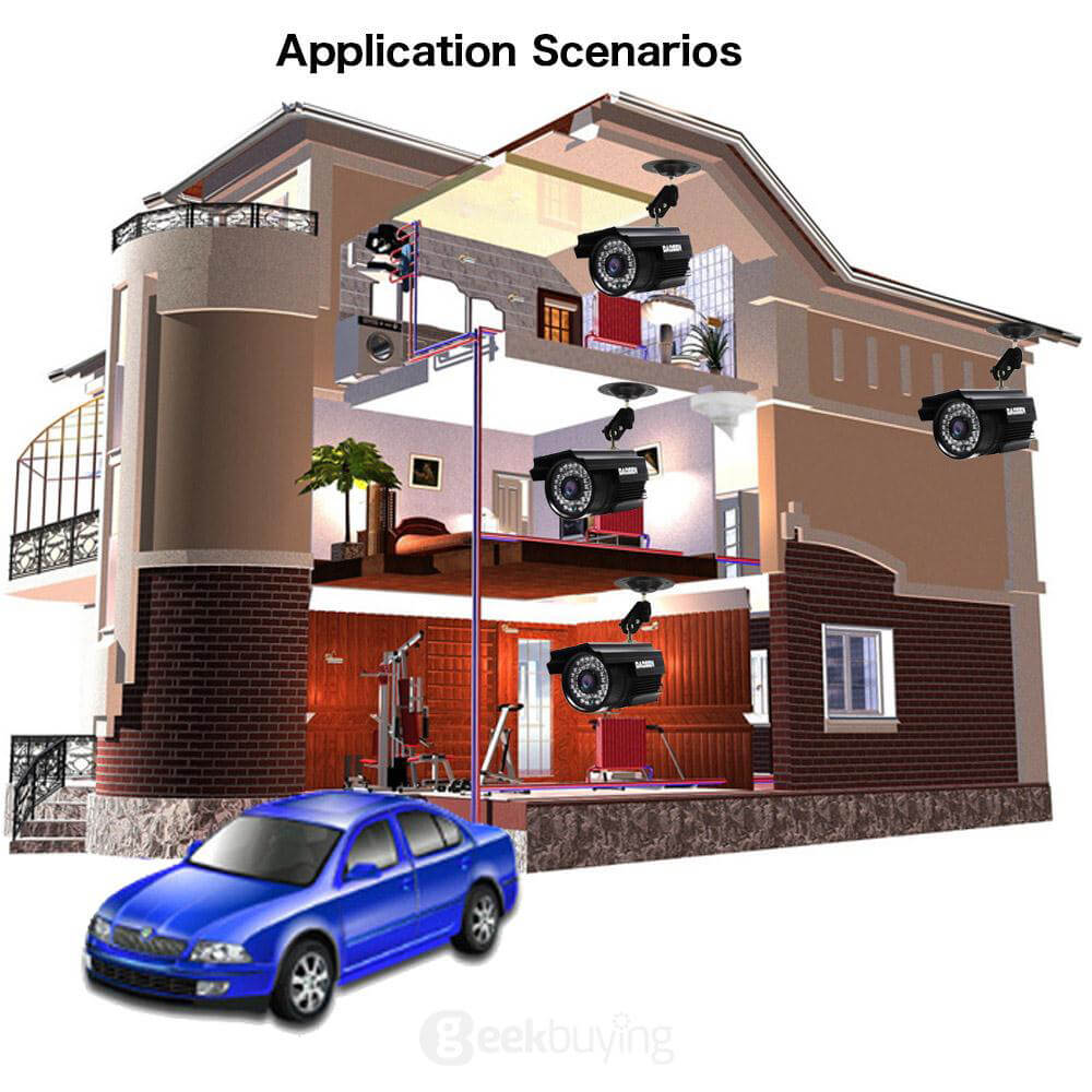A4M100WC1D0 4CH 720P AHD HD Security Camera System with 4 Indoor/ Outdoor Night Vision Security Cameras