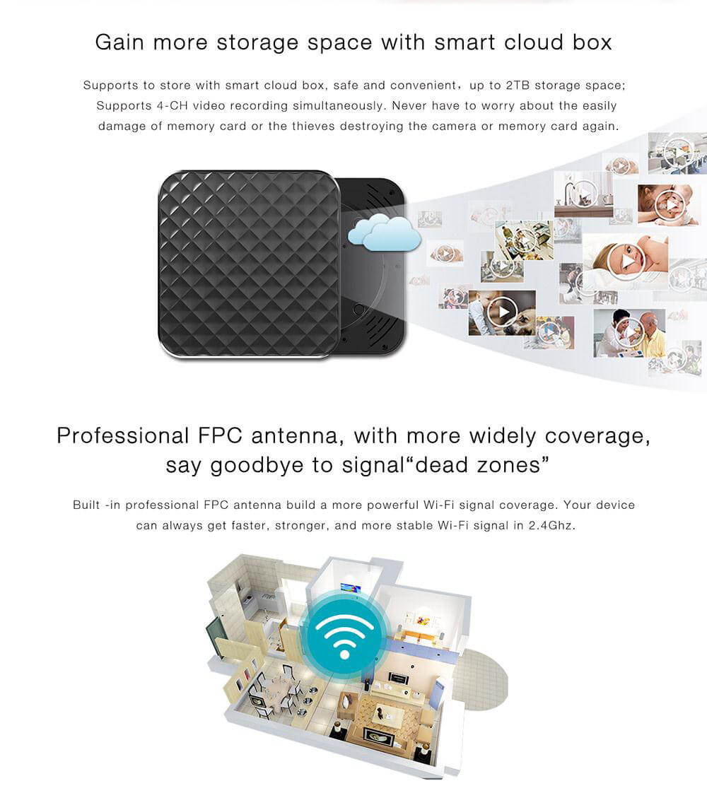 826 Smart Wireless PTZ Cloud Camera H.264 Video Compression Night Vision Indoor Camera