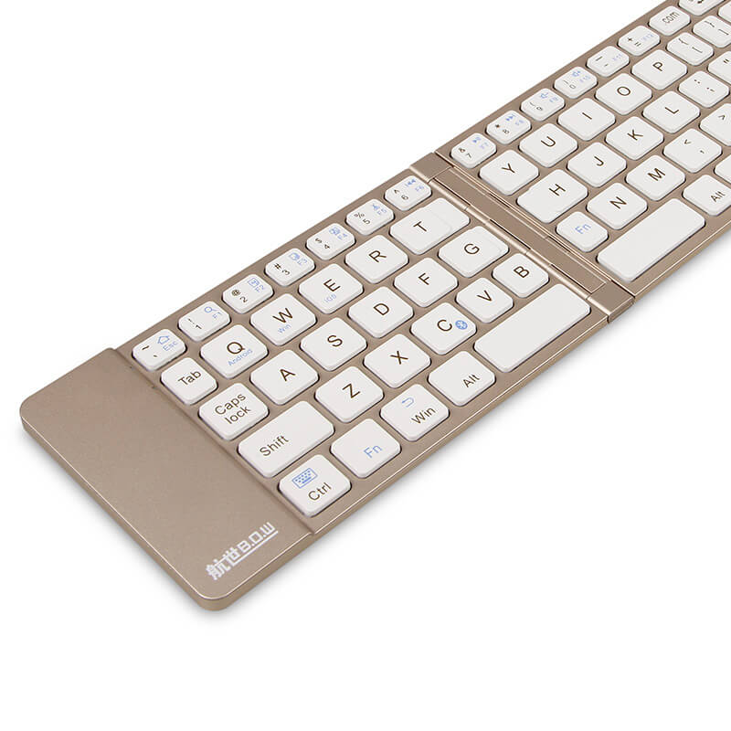 B.O.W Aluminum Foldable Bluetooth Wireless Keyboard for iOS Android Windows Device - Golden