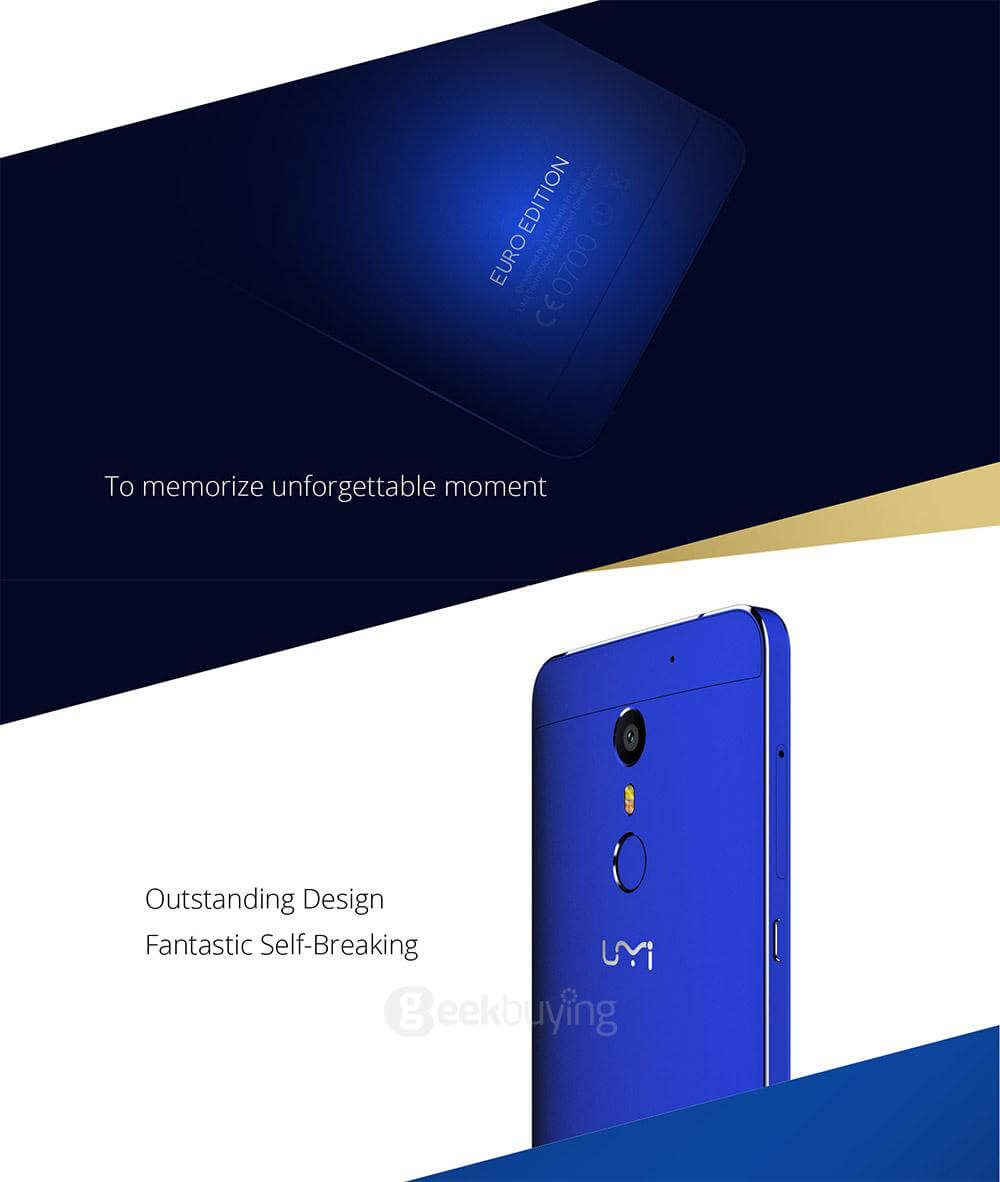 UMI Super Euro Edition 5.5inch FHD Android 6.0 MTK6755 Smartphone Octa core 2.0GHz 4GB 32GB 13.0MP Touch ID Type-C LED Notification 4000mAh Battery - Blue