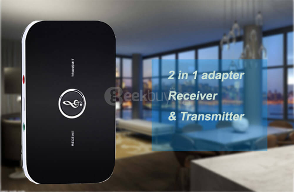 B6 Portable HiFi 2-in-1 Bluetooth Audio Transmitter & Receiver Wireless A2DP Stereo Sound Audio Player Aux 3.5mm - Black