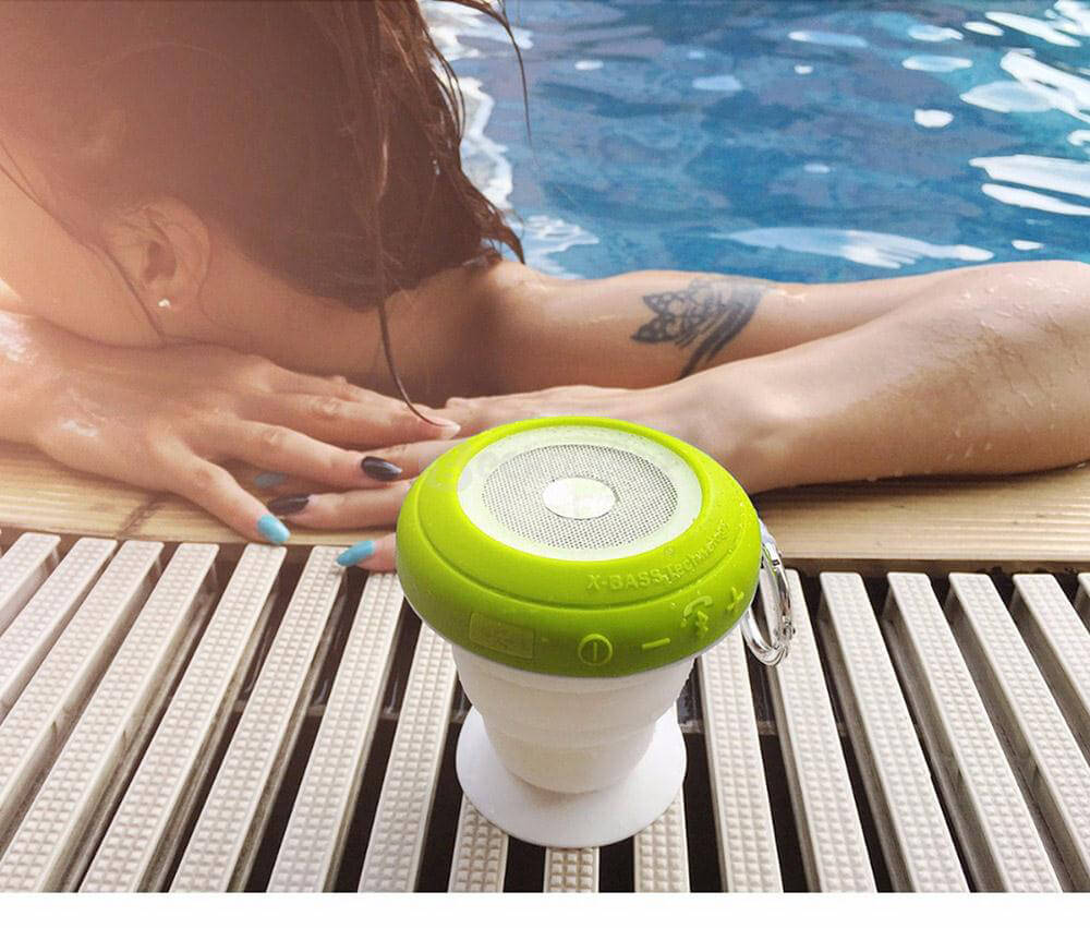 ROCK RAU0520 Suction Cup Bluetooth 4.0 Speaker Mini Pocket Music Player Bass Resonator IPX4 Waterproof With Kickstand Handsfree Functions - Gray