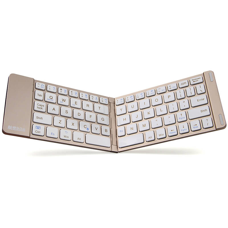 B.O.W Aluminum Foldable Bluetooth Wireless Keyboard for iOS Android Windows Device - Golden