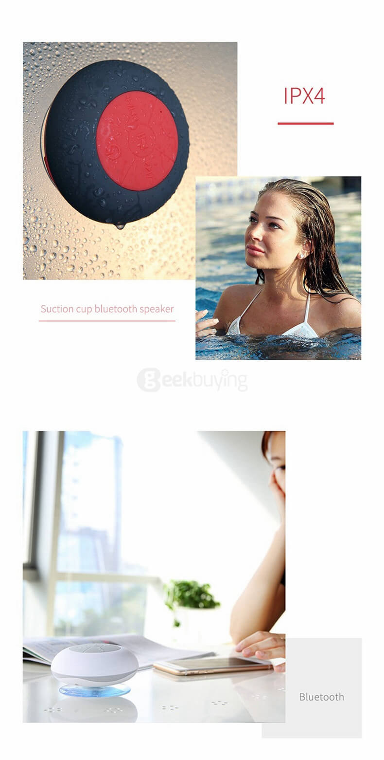 ROCK B1 Portable Suction Cup Bluetooth V2.1 Speaker IPX4 Waterproof Mini Pocket Music Player Built-in MIC Handsfree Call - Green